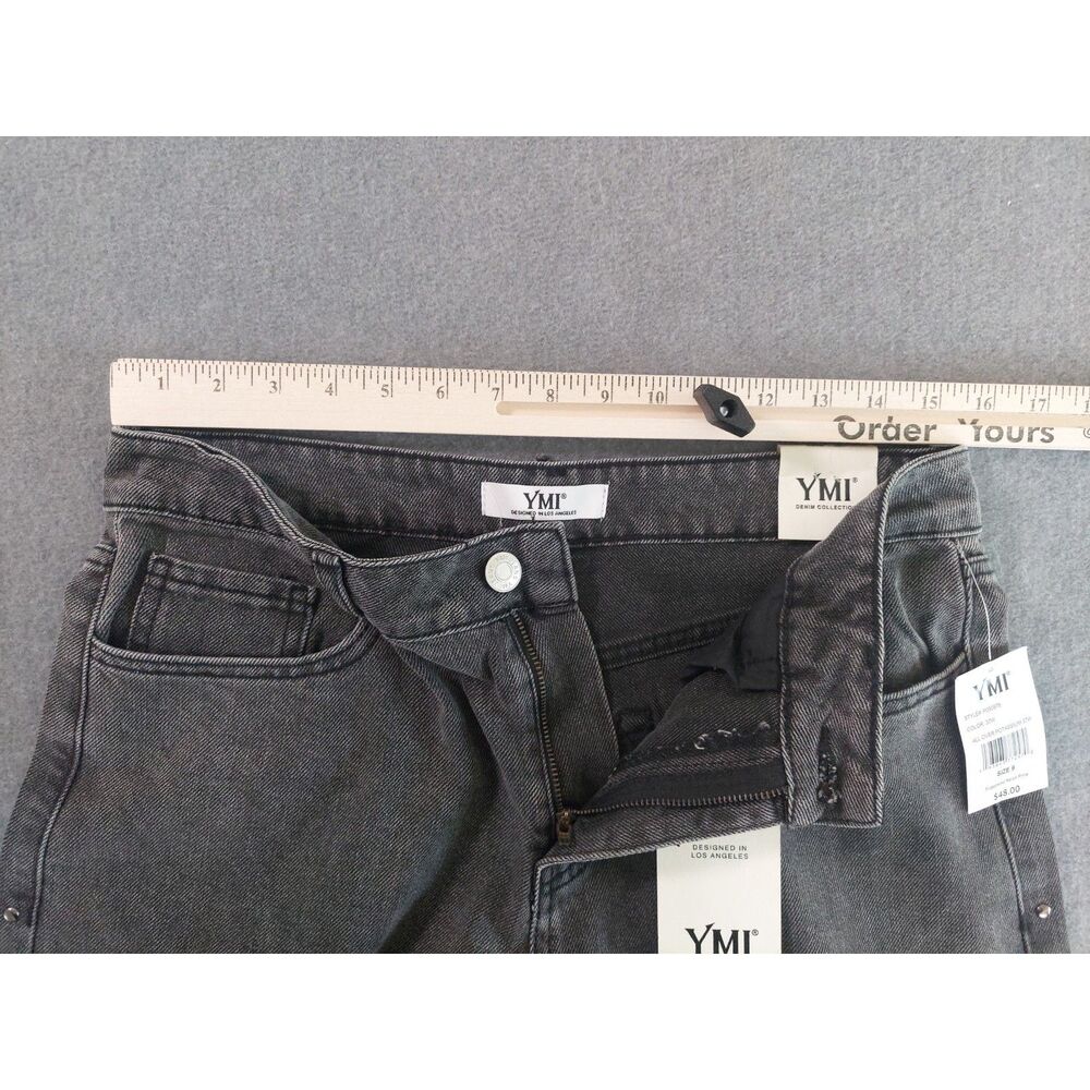 NWT YMI High Rise Wide Leg Studded Gray Jeans Size 9/29 - Picture 6 of 10